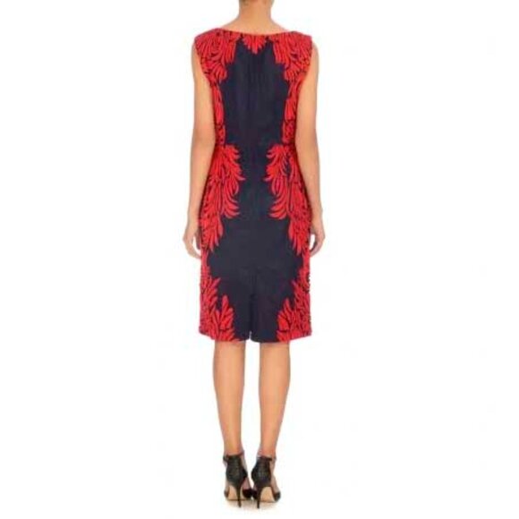 Pankaj & Nidhi Womens Spice Tree Dress Red Chain Stitch Navy Sleeveless - Picture 11 of 14